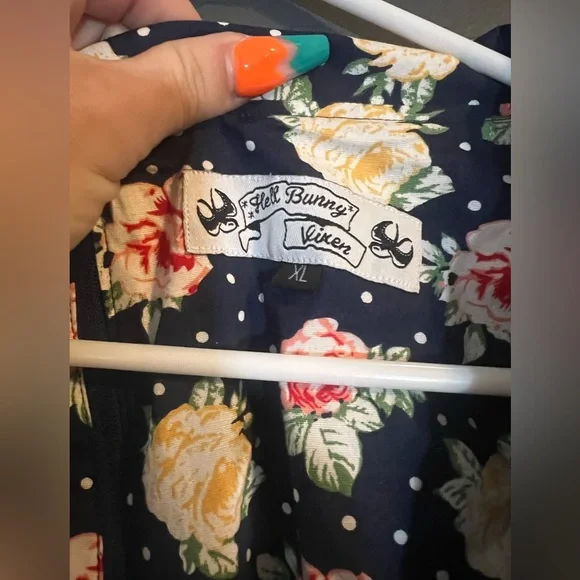 Hell Bunny Vixen 50’s Emma Vintage Style Polka Dot Dress Size XL - Picture 3 of 7